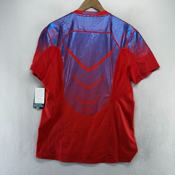 Nike Pro Shirt Men's large Red Blue Fitted Training Gamme Hypercool Series NEW - Picture 8 of 9